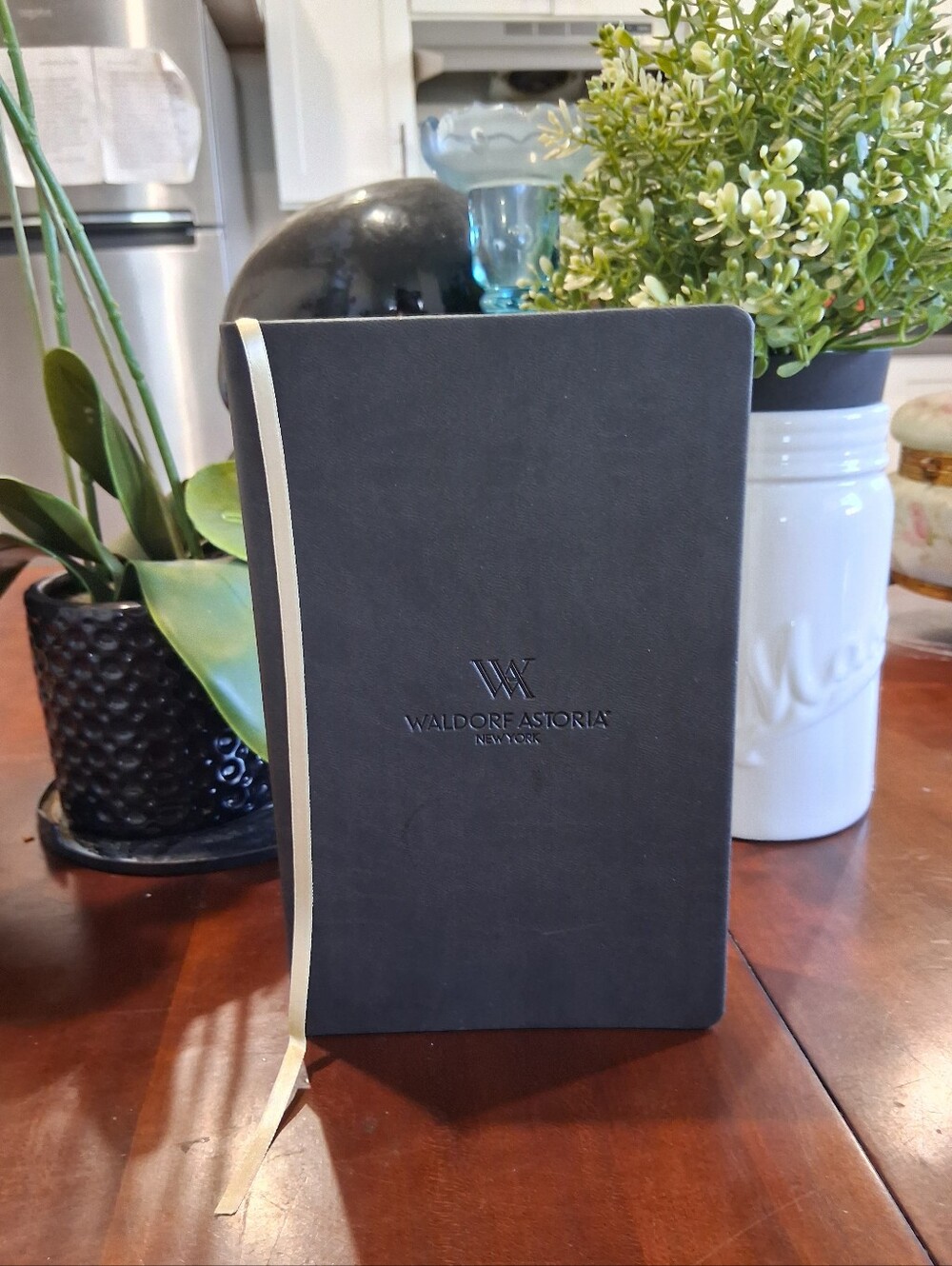 Waldorf Astoria Black Embossed Notebook with Ribbon